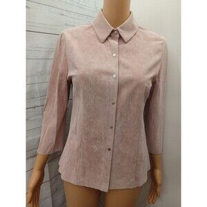 Yansi Fugel Pig Suede Womens Jacket Pink Biker Jacket Sz S Pearl Snap